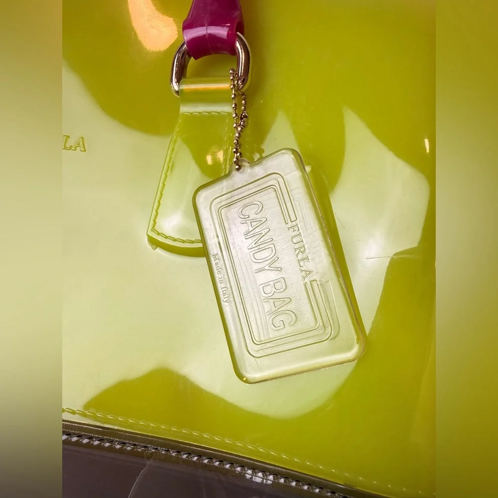 Furla Candy‎ Bag Neon Multicolor Jelly Satchel Rubber Rare Padlock Italy